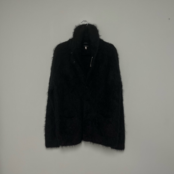 R13 Shawled Cashmere Distressed Edge Cardigan - Black. $1995 - Picture 13 of 16